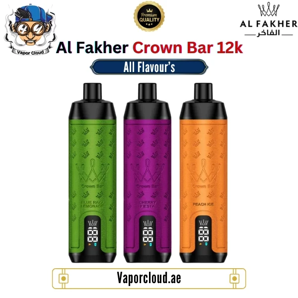 Al Fakher Crown Bar 12000 Puffs Disposable Vape – Premium long-lasting vape with bold flavors, available in Vape Shops in Dubai, Abu Dhabi, Sharjah, and Ajman with fast Home Delivery across UAE