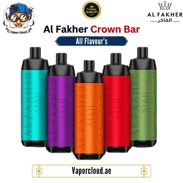 Buy Al Fakher Crown Bar 8000 Puffs in UAE – High-quality disposable vape with rich flavors, available in Vape Shops in Dubai Mall, Abu Dhabi, and Ajman with online ordering.
