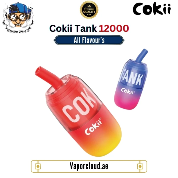 COKII Tank 12000 Puffs Zero Nicotine Disposable Vape – Nicotine-free vape with ultra-high puff count, available in Vape Shops in Dubai, Abu Dhabi, Sharjah, and Ajman with fast Home Delivery across UAE