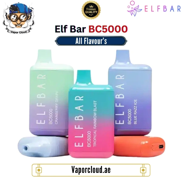 ELF BAR 5000 PUFFS DISPOSABLE VAPE (2% Nicotine) Buy ELF BAR 5000 Puffs Vape in UAE – High-quality disposable vape with 2% nicotine, available in Vape Shops in Dubai Mall, Abu Dhabi, and Ajman with fast Home Delivery.