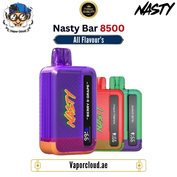 Nasty Bar 8500 Puffs Disposable Vape – Premium disposable vape with rich flavor and smooth draw, available in Vape Shops in Dubai, Abu Dhabi, Sharjah, and Ajman with fast Home Delivery across UAE