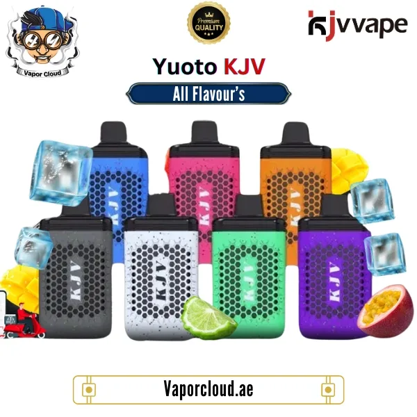 Buy Yuoto KJV 12000 Puffs in UAE – High-quality disposable vape with mesh coil and smooth nicotine hit, available in Vape Shops in Dubai Mall, Abu Dhabi, and Ajman.