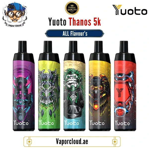 Buy Yuoto Thanos 5000 in UAE – Premium disposable vape with smooth draw and bold flavors, available in Vape Shops in Dubai Mall, Abu Dhabi, and Sharjah with same-day delivery
